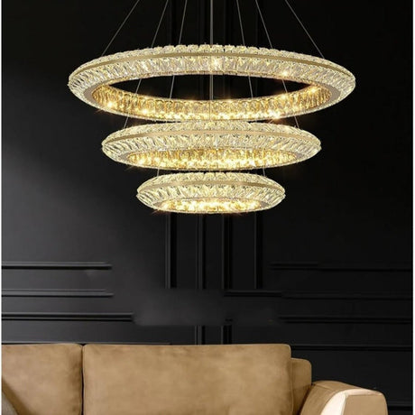 BAMDECOR C3312/3 Crystal Chandelier Living Room Chandelier Crystal Chandelier Room Dining Room lamp New Bedroom Lamps Lighting Villa Light Luxury Post (Size:80+60+40cm)