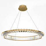 BAMDECOR C3318/1 Modern Crystal Chandeliers Lighting Fixtures Contemporary Round Chandelier Lighting Fixtures Crystal Pendant Ceiling Lights(Gold)