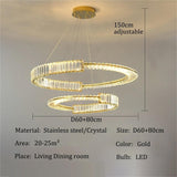 BAMDECOR C3318/2 Modern Crystal Chandeliers Lighting Fixtures Contemporary Round Chandelier Lighting Fixtures Crystal Pendant Ceiling Lights(Gold)