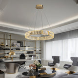 BAMDECOR C3319 Modern Crystal Chandeliers Lighting Fixtures Contemporary Round Chandelier Lighting Fixtures Crystal Pendant Ceiling Lights(Gold-60cm)