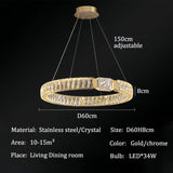 BAMDECOR C3319 Modern Crystal Chandeliers Lighting Fixtures Contemporary Round Chandelier Lighting Fixtures Crystal Pendant Ceiling Lights(Gold-60cm)