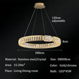 BAMDECOR C3319 Modern Crystal Chandeliers Lighting Fixtures Contemporary Round Chandelier Lighting Fixtures Crystal Pendant Ceiling Lights(Gold-80cm)