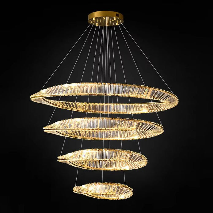 BAMDECOR C3342/4 Modern Crystal Chandeliers Lighting Fixtures Contemporary Wave Chandelier Lighting Fixtures Crystal Pendant Ceiling Lights for Living Room (Gold)