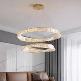 BAMDECOR C3342/2 Modern Crystal Chandeliers Lighting Fixtures Contemporary Wave Chandelier Lighting Fixtures Crystal Pendant Ceiling Lights for Living Room (Gold)