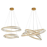 BAMDECOR C3342/2 Modern Crystal Chandeliers Lighting Fixtures Contemporary Wave Chandelier Lighting Fixtures Crystal Pendant Ceiling Lights for Living Room (Gold)