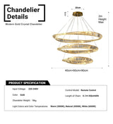BAMDECOR C3342/3 Modern Crystal Chandeliers Lighting Fixtures Contemporary Wave Chandelier Lighting Fixtures Crystal Pendant Ceiling Lights for Living Room (Gold)