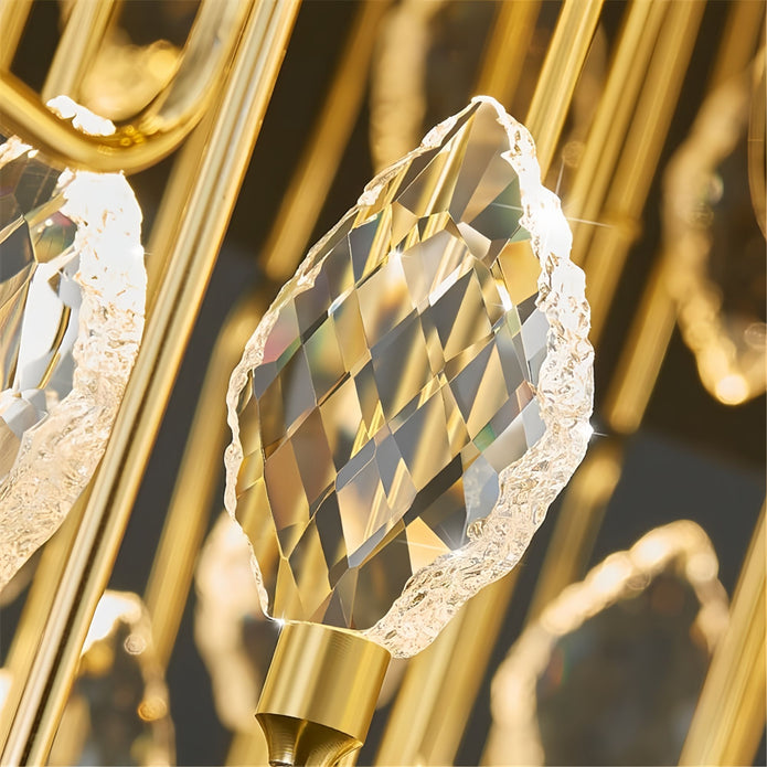 BAMDECOR C3345 Modern Luxury Crystal-leaf Chandelier LED Fashion Creativity Pendant Ceiling Lights(60cm-Gold)