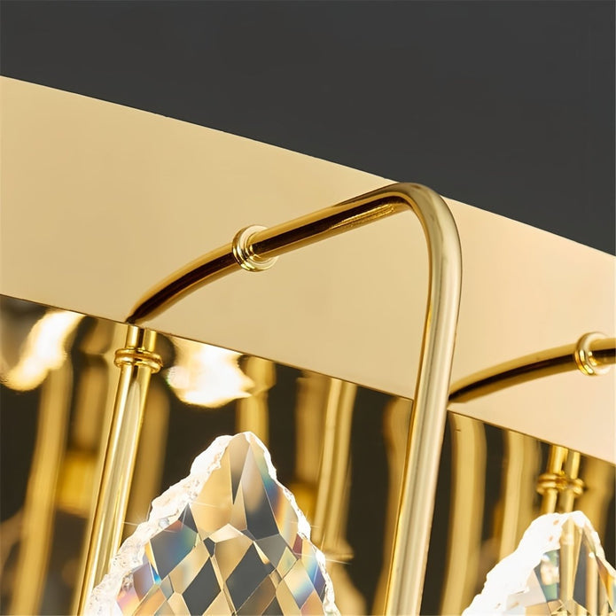 BAMDECOR C3345 Modern Luxury Crystal-leaf Chandelier LED Fashion Creativity Pendant Ceiling Lights(80cm-Gold)