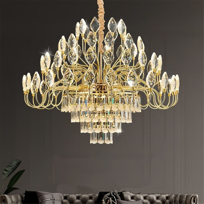 BAMDECOR C3347 Modern Luxury Crystal-leaf Chandelier LED Fashion Creativity Pendant Ceiling Lights(60cm-Gold)