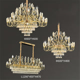 BAMDECOR C3347 Modern Luxury Crystal-leaf Chandelier LED Fashion Creativity Pendant Ceiling Lights(60cm-Gold)