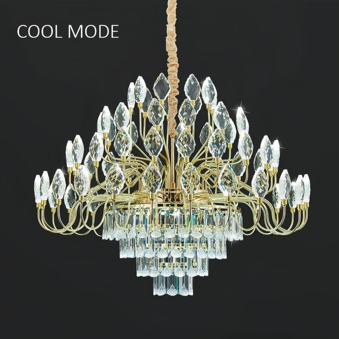 BAMDECOR C3347 Modern Luxury Crystal-leaf Chandelier LED Fashion Creativity Pendant Ceiling Lights(60cm-Gold)