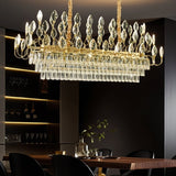 BAMDECOR C3347/OV Modern French Home Decor Luxury Crystal-leaf Chandelier LED Fashion Creativity Pendant Ceiling Lights(120cm-Gold)