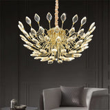 BAMDECOR C3348 Modern Luxury Crystal-leaf Chandelier LED Fashion Creativity Pendant Ceiling Lights(80cm-Gold)
