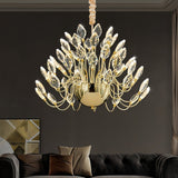 BAMDECOR C3349/1 Modern Luxury Crystal-leaf Chandelier LED Fashion Creativity Pendant Ceiling Lights(60cm-Gold)