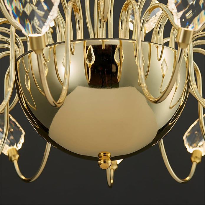 BAMDECOR C3349/1 Modern Luxury Crystal-leaf Chandelier LED Fashion Creativity Pendant Ceiling Lights(60cm-Gold)