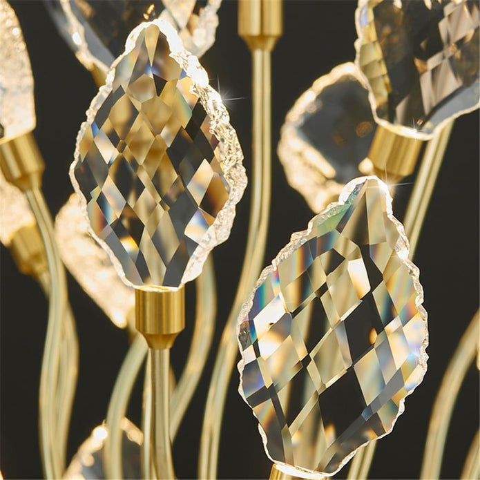 BAMDECOR C3349/1 Modern Luxury Crystal-leaf Chandelier LED Fashion Creativity Pendant Ceiling Lights(60cm-Gold)