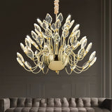 BAMDECOR C3349/1 Modern Luxury Crystal-leaf Chandelier LED Fashion Creativity Pendant Ceiling Lights(80cm-Gold)