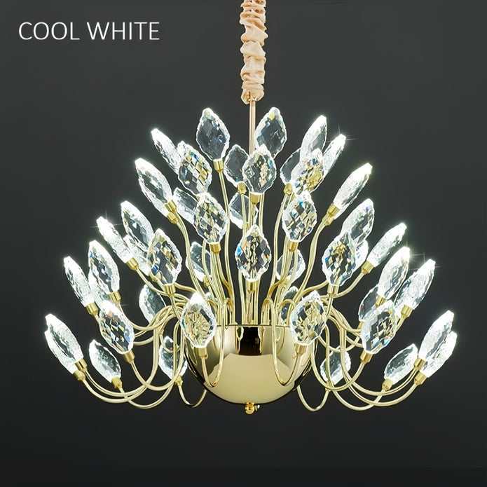 BAMDECOR C3349/1 Modern Luxury Crystal-leaf Chandelier LED Fashion Creativity Pendant Ceiling Lights(80cm-Gold)