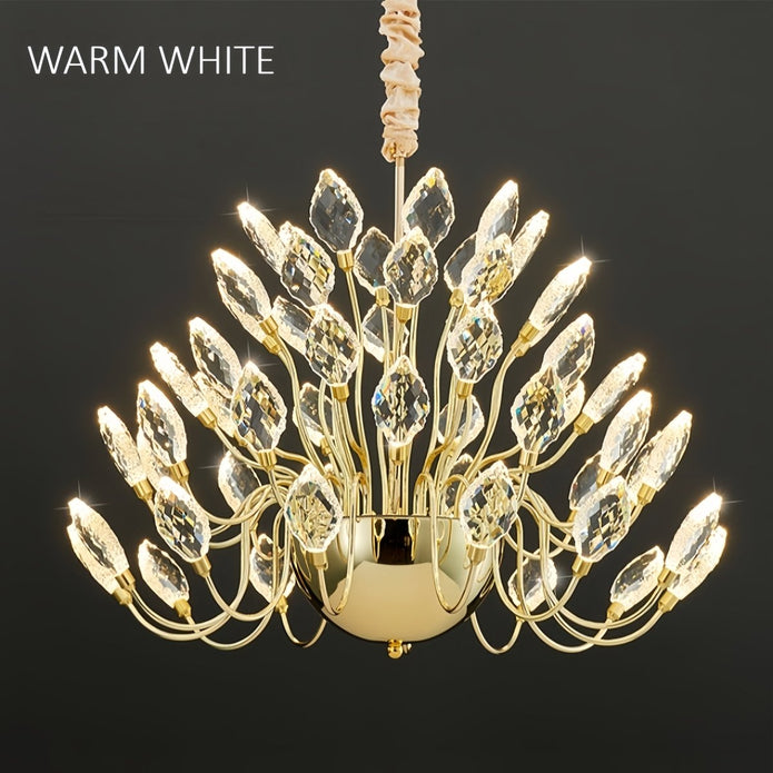 BAMDECOR C3349/1 Modern Luxury Crystal-leaf Chandelier LED Fashion Creativity Pendant Ceiling Lights(80cm-Gold)