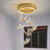 BAMDECOR LT05 6 Nordic Butterfly Luxury Chandeliers Pendant Lights for Villa Stair Home Decoration Modern Style Exquisite Chandelier (Gold)