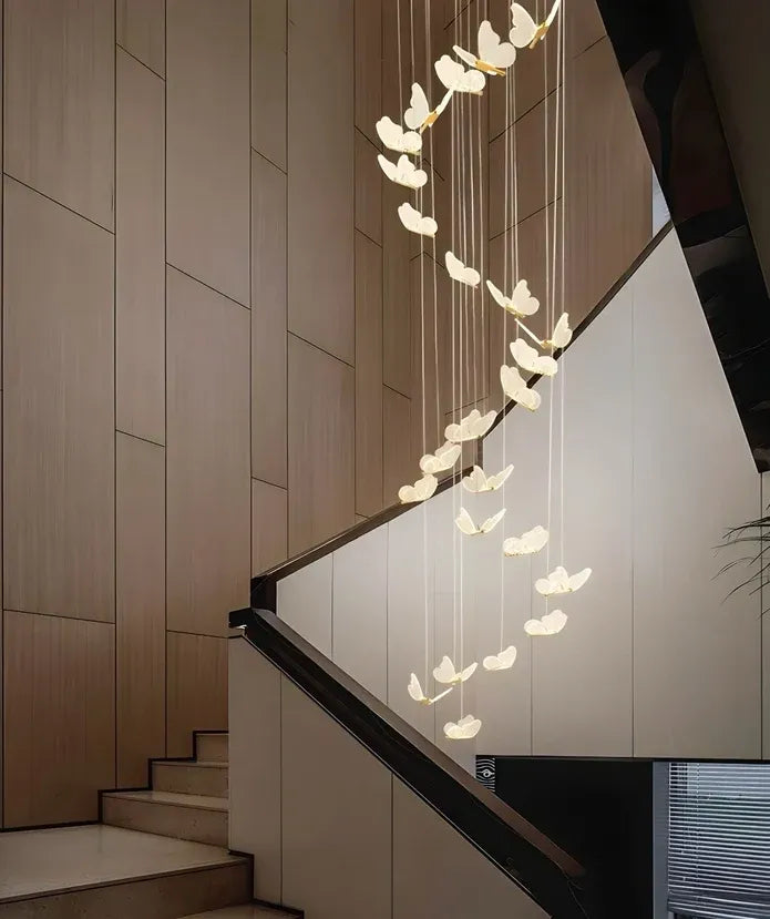 BAMDECOR LT05 19 Nordic Butterfly Luxury Chandeliers Pendant Lights for Villa Stair Home Decoration Modern Style Exquisite Chandelier (Gold)