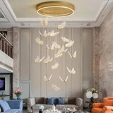 BAMDECOR LT05 19 Nordic Butterfly Luxury Chandeliers Pendant Lights for Villa Stair Home Decoration Modern Style Exquisite Chandelier (Gold)