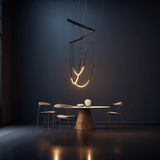 BAMDECOR Minimalistic Retro LED Minimalism Designer Lustre Hanging Lamps Slender-Shape LED Pendant Light (Black)