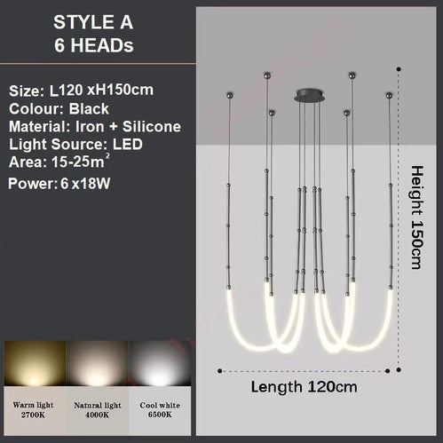 BAMDECOR Minimalistic Retro LED Minimalism Designer Lustre Hanging Lamps Slender-Shape LED Pendant Light (Black)