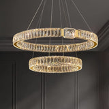 BAMDECOR C3319 Modern Crystal Chandeliers Lighting Fixtures Contemporary Round Chandelier Lighting Fixtures Crystal Pendant Ceiling Lights(Gold-80+60cm)