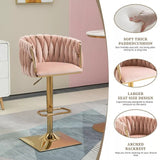 SERENITà Modern Velvet Breakfast Bar Stools Swivel Barstools Adjustable Counter Stools with Backrest Set of 2 Pink