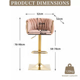 SERENITà Modern Velvet Breakfast Bar Stools Swivel Barstools Adjustable Counter Stools with Backrest Set of 2 Pink