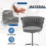 SERENITà Modern Silver Swivel Upholstered Velvet Adjustable Height Counter Stool with Metal Frame Grey (Set of 2)