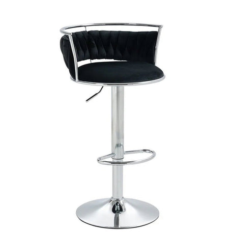 SERENITà Silver Swivel Upholstered Velvet Adjustable Height Counter Stool with Metal Frame Black (Set of 2)