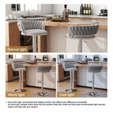 SERENITà Silver Swivel Upholstered Velvet Adjustable Height Counter Stool with Metal Frame Grey (Set of 2)