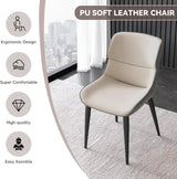 Orange Brown Italian Minimal List Dining Chairs PU Retro Chair Cafe Kitchen Modern Metal Legs x2