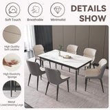 Orange Brown Italian Minimal List Dining Chairs PU Retro Chair Cafe Kitchen Modern Metal Legs x2