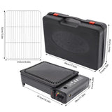 Portable Gas Stove Burner Butane BBQ Camping Gas Cooker With Non Stick Plate Black with Fish Pan and Lid