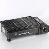 Portable Gas Stove Burner Butane BBQ Camping Gas Cooker With Non Stick Plate Black