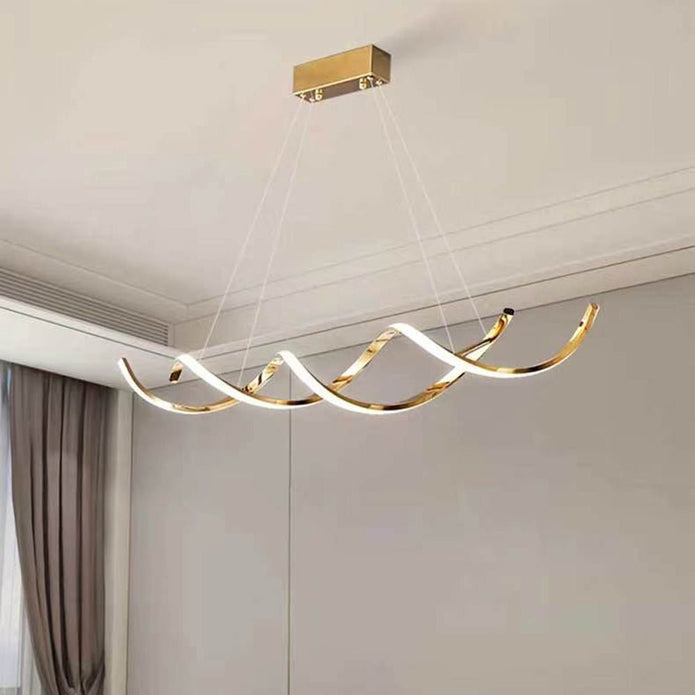 120cm Modern Minimalist Titanium Gold Pendant Light Adjustable LED Chandelier