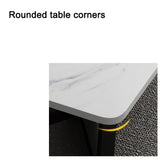 120x60cm Matte White Minimalist Slate Coffee Table Marble Tea Table Living Room Rectangle Cocktail Side Table Solid Metal Legs