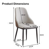 VELLUTO Dining Chair Modern upholstered Leather Kitchen Chairs with armrests Bathtub Chair Leisure Lounge Chair Living Room Bedroom Home Set of 2(Light Grey)