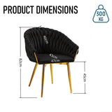 SERENITà Black Modern Velvet Dining Chairs, Upholstered Living Room Chair with Woven Back and Golden Metal Legs, Mid-Century Accent Set of 2(BLACK)