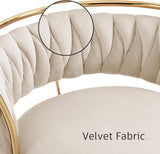 SERENITà Golden Swivel Upholstered Velvet Adjustable Height Counter Stool with Metal Frame Ivory (Set of 2)