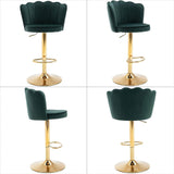 SERENITà Swivel Bar Stools Bar Height Set of 2 Adjustable Upholstered Counter Barstool Velvet Bar Chairs with Back/Gold Base for Kitchen Island/Bar/Cafe-Emerald Green