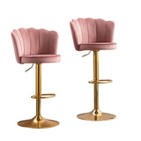 SERENITà Swivel Bar Stools Bar Height Set of 2 Adjustable Upholstered Counter Barstool Velvet Bar Chairs with Back/Gold Base for Kitchen Island/Bar/Cafe-Pink