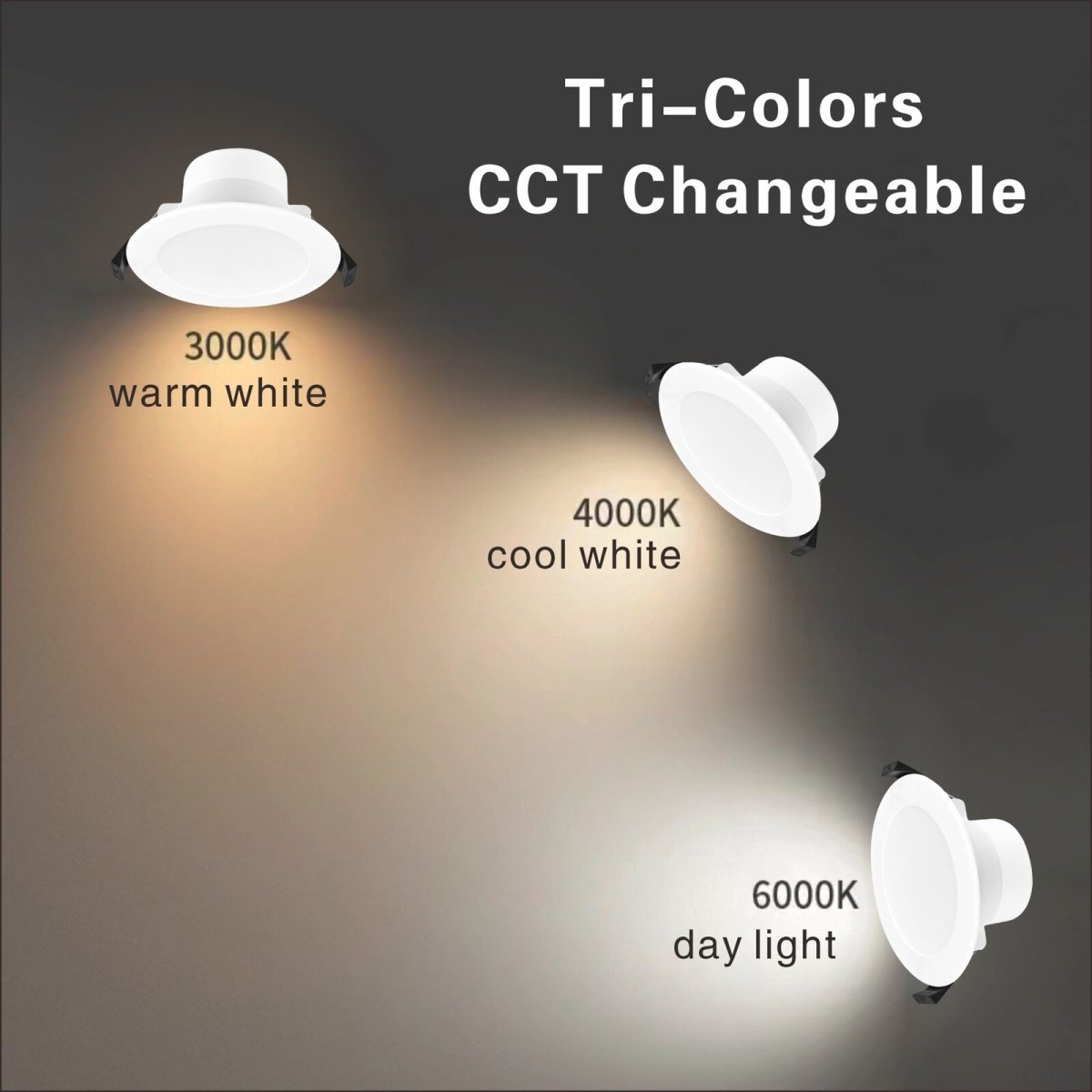 Copy of 1 PCS LED DOWNLIGHT KIT 90MM NON DIM 10W 3 COLOR IN 1 WARM WHITE COOL WHITE DAY LIGHT TRI COLOR