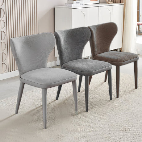 VELLUTO Modern Kitchen Dining Room Chairs Faux Leather Flannel Accent Chairs Metal Vanity Lounge Chair with Back for Living Room Set of 2 (Dark Grey)