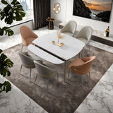 VELLUTO Dining Chairs Set Armchairs Mid Century Modern Kitchen Dining Room Chairs Faux Leather Accent Chairs Metal Vanity Lounge Chair with Back for Living Room Bedrooms  Set of 2 (Grey)