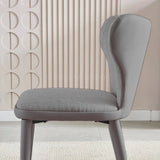 VELLUTO Modern Kitchen Dining Room Chairs Faux Leather Flannel Accent Chairs Metal Vanity Lounge Chair with Back for Living Room Set of 2(Light Grey)