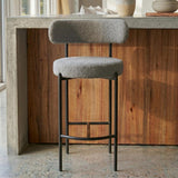Contemporary Grey Boucle Elsa Low Bar Stools